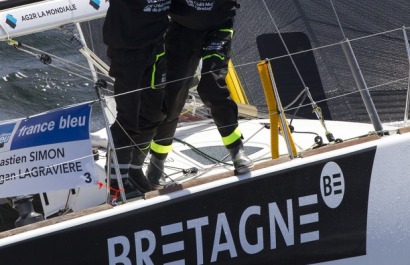 Sebastien Simon et Morgan Lagraviere a bord du Figaro Bretagne Credit Mutuel Performance - Transat AG2R La Mondiale 2018 - Conca