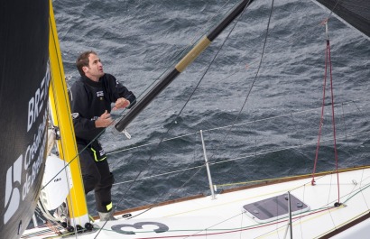 Sebastien Simon et Morgan Lagraviere a bord du Figaro Bretagne Credit Mutuel Performance - Transat AG2R La Mondiale 2018 - Conca