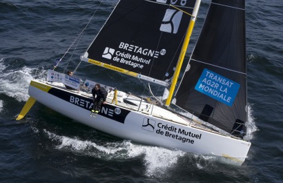 Sebastien Simon et Morgan Lagraviere a bord du Figaro Bretagne Credit Mutuel Performance - Transat AG2R La Mondiale 2018 - Conca