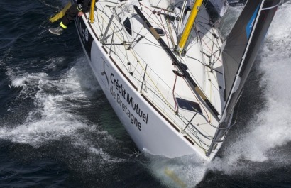 Sebastien Simon et Morgan Lagraviere a bord du Figaro Bretagne Credit Mutuel Performance - Transat AG2R La Mondiale 2018 - Conca