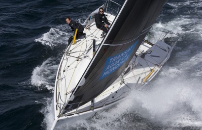 Sebastien Simon et Morgan Lagraviere a bord du Figaro Bretagne Credit Mutuel Performance - Transat AG2R La Mondiale 2018 - Conca