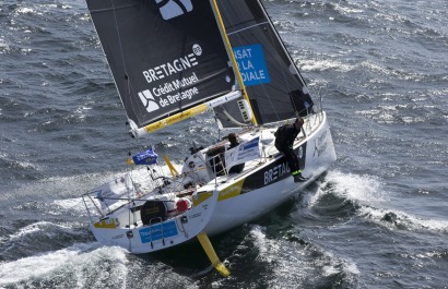 Sebastien Simon et Morgan Lagraviere a bord du Figaro Bretagne Credit Mutuel Performance - Transat AG2R La Mondiale 2018 - Conca