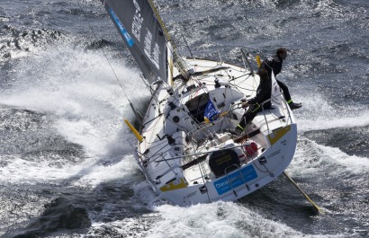 Sebastien Simon et Morgan Lagraviere a bord du Figaro Bretagne Credit Mutuel Performance - Transat AG2R La Mondiale 2018 - Conca