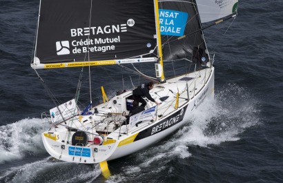 Sebastien Simon et Morgan Lagraviere a bord du Figaro Bretagne Credit Mutuel Performance - Transat AG2R La Mondiale 2018 - Conca