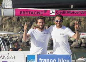Pierre Rhimbault et Romain Attanasio, a bord du Figaro Bretagne Credit Mutuel Espoir, 13eme de la Transat AG2R La Mondiale 2018 