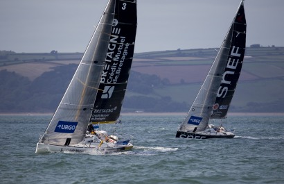 Les Figaros lors de la 1ere etape de la Solitaire URGO Le Figaro le 27/08/2018