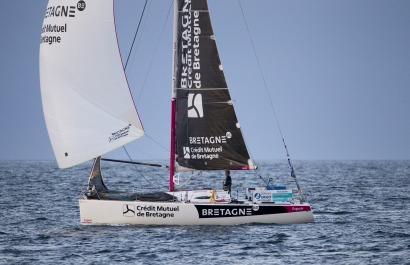 Les Figaros lors de la 2eme etape de la Solitaire URGO Le Figaro 2018 entre Saint Brieuc et Ria de Muros - Saint Brieuc le 02/09