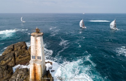 Les Figaros lors de la 2eme etape de la Solitaire URGO Le Figaro 2018 entre Saint Brieuc et Ria de Muros - Saint Brieuc le 03/09