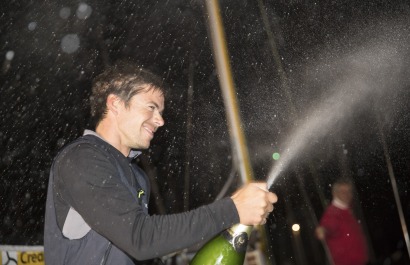 Sebastien Simon (Bretagne CMB Performance) vainqueur de la 2eme etape de la Solitaire URGO Le Figaro 2018 entre Saint Brieuc et 