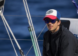 Sebastien Simon (Bretagne CMB Performance) lors de la 3eme etape de la Solitaire URGO Le Figaro 2018 entre Portosin (Esp) et Sai