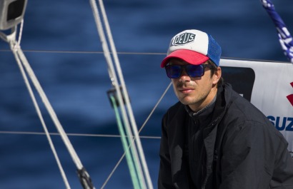 Sebastien Simon (Bretagne CMB Performance) lors de la 3eme etape de la Solitaire URGO Le Figaro 2018 entre Portosin (Esp) et Sai