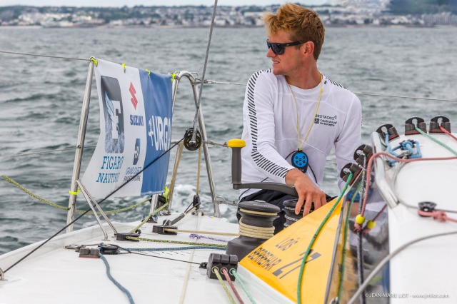 Loïs Berrehar, Skipper du Figaro Bretagne CMB Performance, le 24 mai 2019, photo © Jean-Marie LIOT