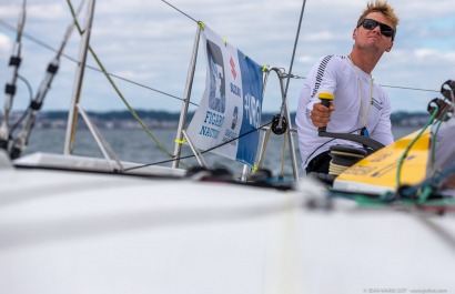 Loïs Berrehar, Skipper du Figaro Bretagne CMB Performance, le 24 mai 2019, photo © Jean-Marie LIOT