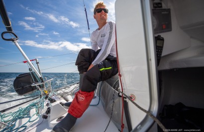 Loïs Berrehar, Skipper du Figaro Bretagne CMB Performance, le 24 mai 2019, photo © Jean-Marie LIOT