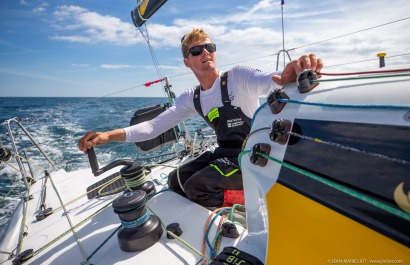 Loïs Berrehar, Skipper du Figaro Bretagne CMB Performance, le 24 mai 2019, photo © Jean-Marie LIOT