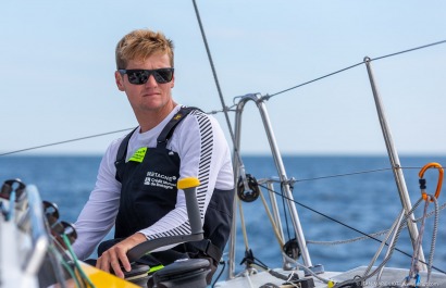 Loïs Berrehar, Skipper du Figaro Bretagne CMB Performance, le 24 mai 2019, photo © Jean-Marie LIOT