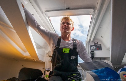 Loïs Berrehar, Skipper du Figaro Bretagne CMB Performance, le 24 mai 2019, photo © Jean-Marie LIOT