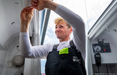 Loïs Berrehar, Skipper du Figaro Bretagne CMB Performance, le 24 mai 2019, photo © Jean-Marie LIOT