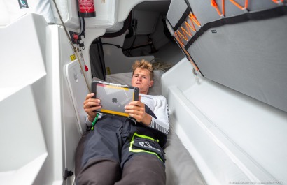 Loïs Berrehar, Skipper du Figaro Bretagne CMB Performance, le 24 mai 2019, photo © Jean-Marie LIOT