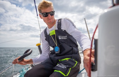 Loïs Berrehar, Skipper du Figaro Bretagne CMB Performance, le 24 mai 2019, photo © Jean-Marie LIOT