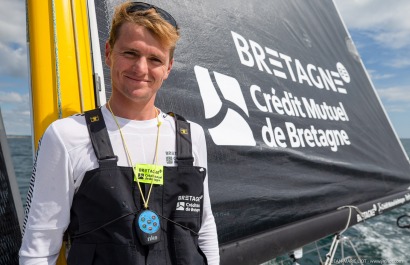 Loïs Berrehar, Skipper du Figaro Bretagne CMB Performance, le 24 mai 2019, photo © Jean-Marie LIOT