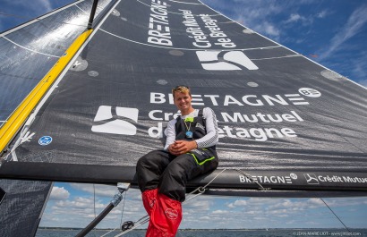 Loïs Berrehar, Skipper du Figaro Bretagne CMB Performance, le 24 mai 2019, photo © Jean-Marie LIOT