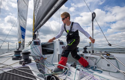 Loïs Berrehar, Skipper du Figaro Bretagne CMB Performance, le 24 mai 2019, photo © Jean-Marie LIOT