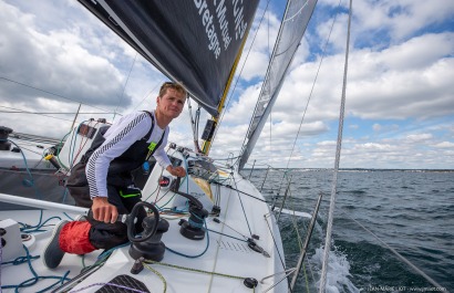 Loïs Berrehar, Skipper du Figaro Bretagne CMB Performance, le 24 mai 2019, photo © Jean-Marie LIOT