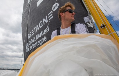 Loïs Berrehar, Skipper du Figaro Bretagne CMB Performance, le 24 mai 2019, photo © Jean-Marie LIOT