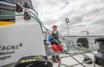 Loïs Berrehar, Skipper du Figaro Bretagne CMB Performance, le 24 mai 2019, photo © Jean-Marie LIOT