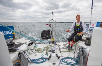 Loïs Berrehar, Skipper du Figaro Bretagne CMB Performance, le 24 mai 2019, photo © Jean-Marie LIOT