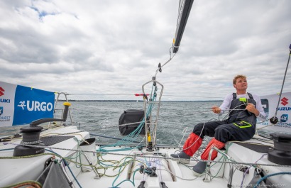 Loïs Berrehar, Skipper du Figaro Bretagne CMB Performance, le 24 mai 2019, photo © Jean-Marie LIOT