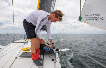 Loïs Berrehar, Skipper du Figaro Bretagne CMB Performance, le 24 mai 2019, photo © Jean-Marie LIOT