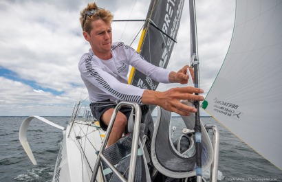 Loïs Berrehar, Skipper du Figaro Bretagne CMB Performance, le 24 mai 2019, photo © Jean-Marie LIOT