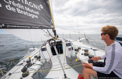 Loïs Berrehar, Skipper du Figaro Bretagne CMB Performance, le 24 mai 2019, photo © Jean-Marie LIOT