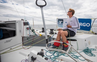 Loïs Berrehar, Skipper du Figaro Bretagne CMB Performance, le 24 mai 2019, photo © Jean-Marie LIOT