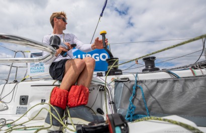 Loïs Berrehar, Skipper du Figaro Bretagne CMB Performance, le 24 mai 2019, photo © Jean-Marie LIOT