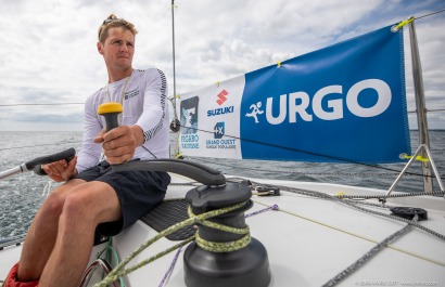 Loïs Berrehar, Skipper du Figaro Bretagne CMB Performance, le 24 mai 2019, photo © Jean-Marie LIOT