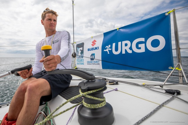 Loïs Berrehar, Skipper du Figaro Bretagne CMB Performance, le 24 mai 2019, photo © Jean-Marie LIOT