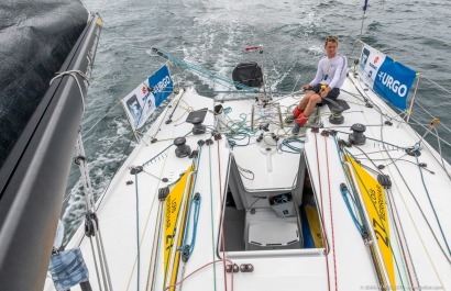 Loïs Berrehar, Skipper du Figaro Bretagne CMB Performance, le 24 mai 2019, photo © Jean-Marie LIOT