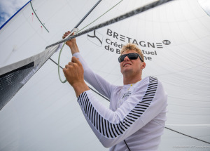 Loïs Berrehar, Skipper du Figaro Bretagne CMB Performance, le 24 mai 2019, photo © Jean-Marie LIOT