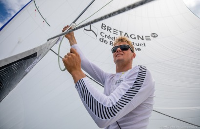 Loïs Berrehar, Skipper du Figaro Bretagne CMB Performance, le 24 mai 2019, photo © Jean-Marie LIOT