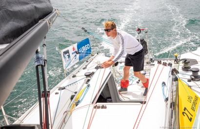 Loïs Berrehar, Skipper du Figaro Bretagne CMB Performance, le 24 mai 2019, photo © Jean-Marie LIOT