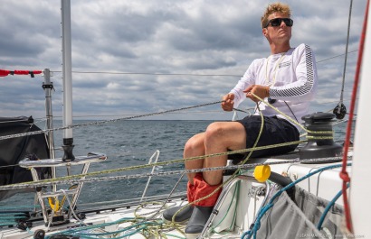 Loïs Berrehar, Skipper du Figaro Bretagne CMB Performance, le 24 mai 2019, photo © Jean-Marie LIOT