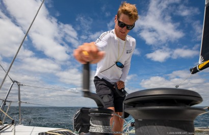 Loïs Berrehar, Skipper du Figaro Bretagne CMB Performance, le 24 mai 2019, photo © Jean-Marie LIOT