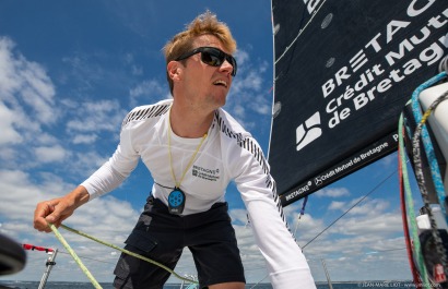 Loïs Berrehar, Skipper du Figaro Bretagne CMB Performance, le 24 mai 2019, photo © Jean-Marie LIOT