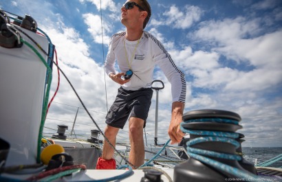 Loïs Berrehar, Skipper du Figaro Bretagne CMB Performance, le 24 mai 2019, photo © Jean-Marie LIOT