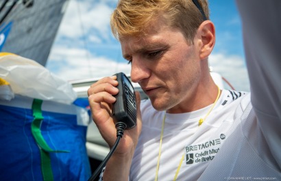 Loïs Berrehar, Skipper du Figaro Bretagne CMB Performance, le 24 mai 2019, photo © Jean-Marie LIOT