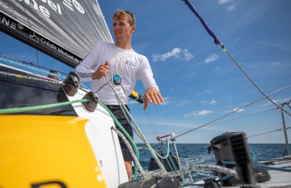 Loïs Berrehar, Skipper du Figaro Bretagne CMB Performance, le 24 mai 2019, photo © Jean-Marie LIOT