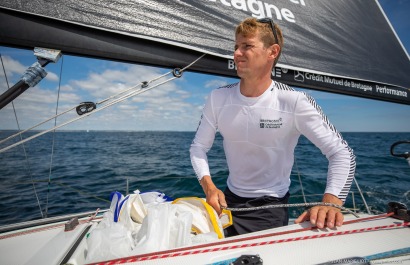 Loïs Berrehar, Skipper du Figaro Bretagne CMB Performance, le 24 mai 2019, photo © Jean-Marie LIOT